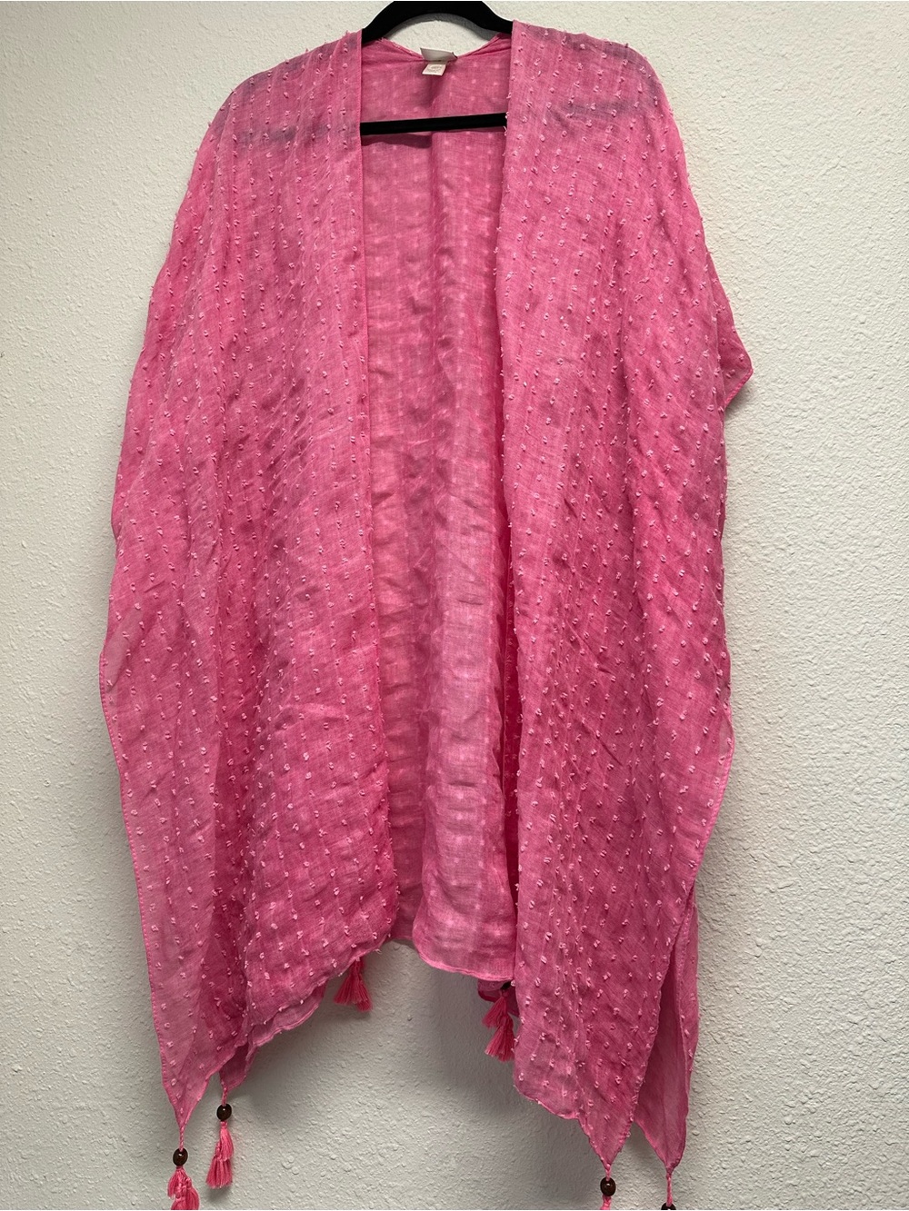 Cato Pink Lightweight Poncho Shrug with Tassels